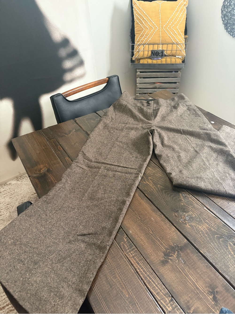 Brown wool Tweed Dress Pants